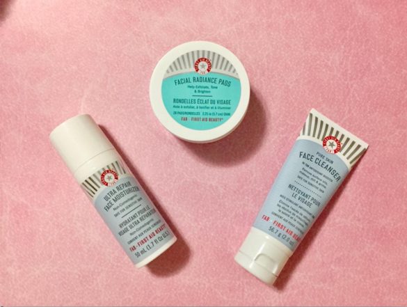 First Aid Beauty Face Moisturizer, First Aid Beauty Face Cleanser, First Aid Beauty Radiance Pads First Aid Beauty review